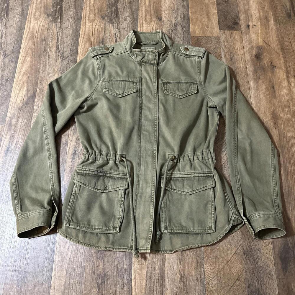 Lucky Brand Jacket Womens Small Army Green Utility Military Pockets Full Zip
